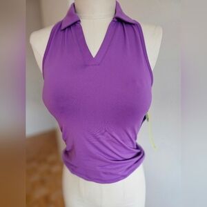 Purple Sleeveless Women's Top With Inner Bra